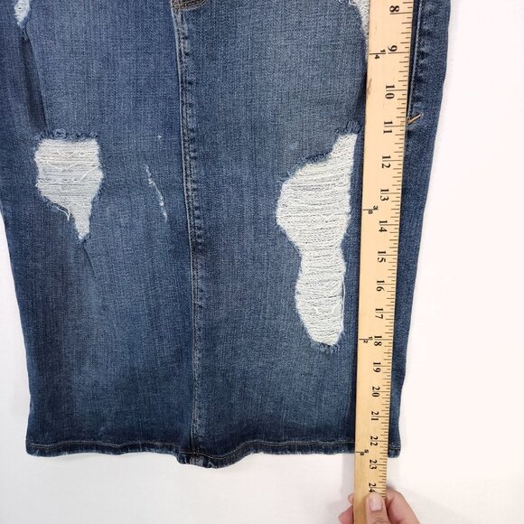 Good American Denim Pencil Skirt Size 6 Distress Stretch High Waist - Picture 4 of 11